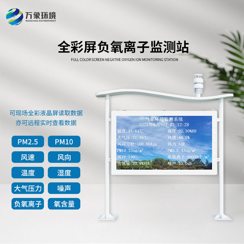 全彩屏一體化負氧離子監測站：全彩屏顯示，直觀呈現監測數據